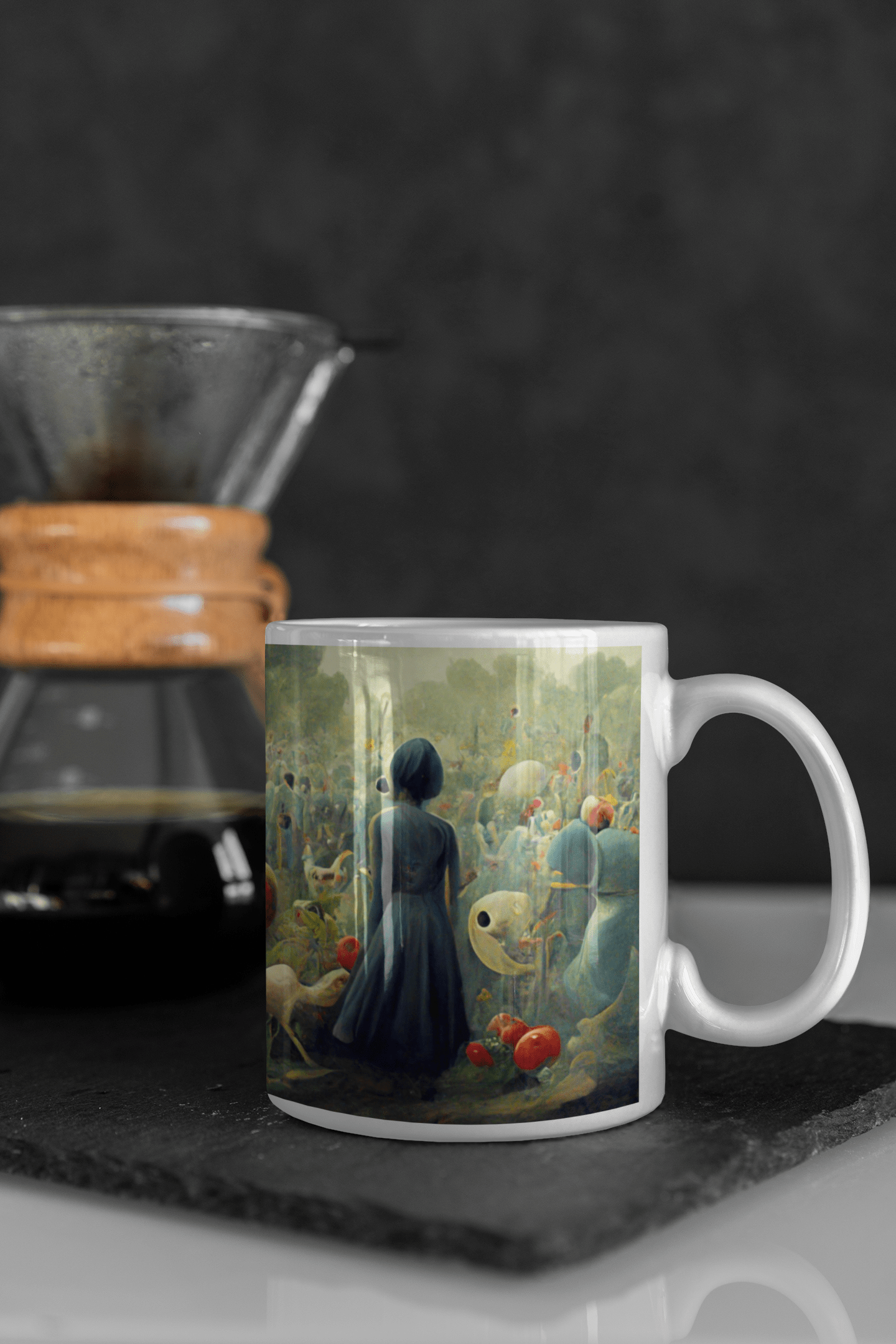 Mug in the style of The Garden of Earthly Delights