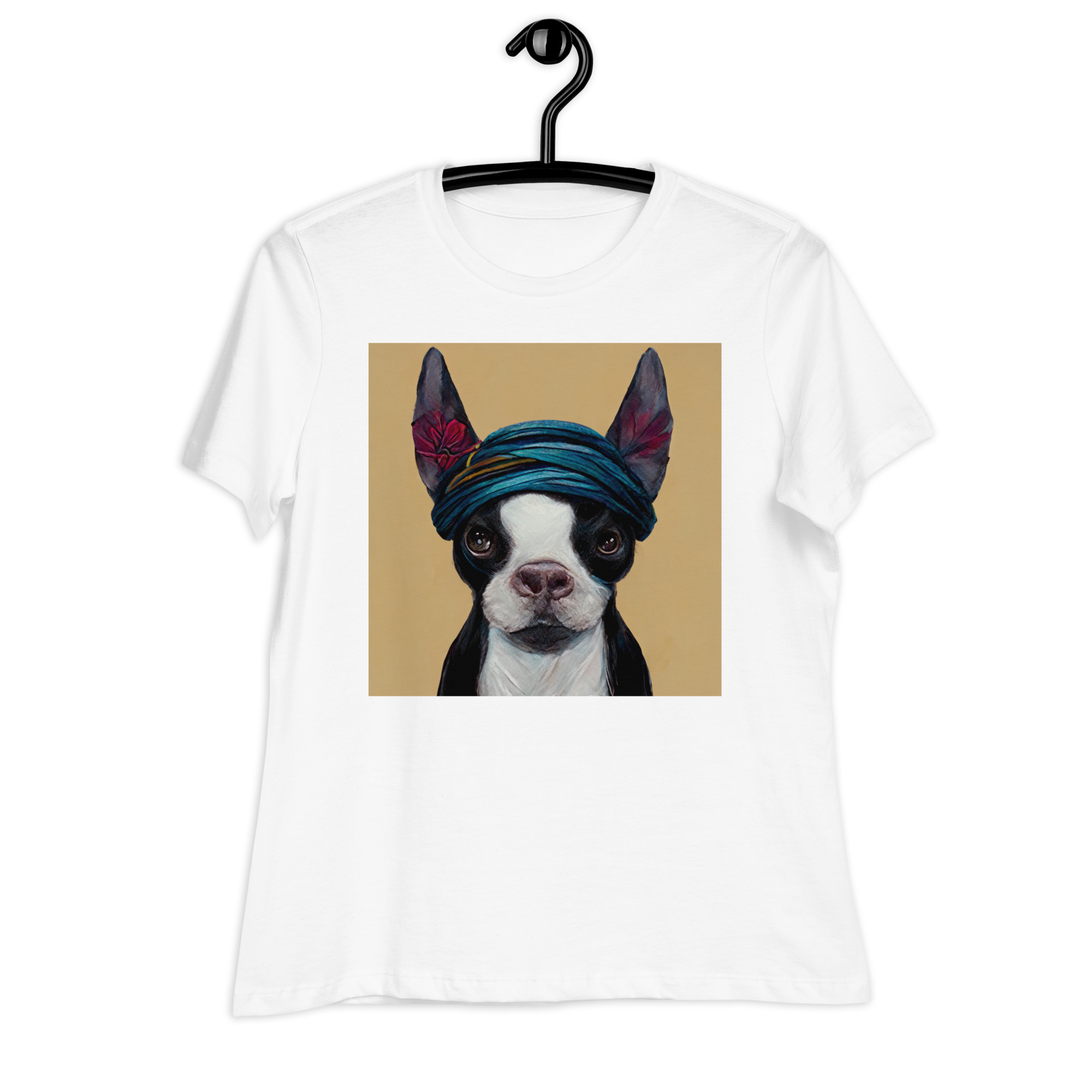 Decorative t-shirt with distinct Boston Terrier design